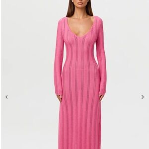 Naked Wardrobe Pink Knit Maxi Dress